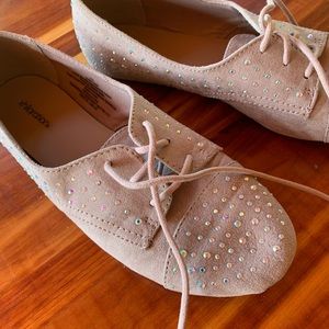 Suede ballerina flats with rhinestones size 7.5
